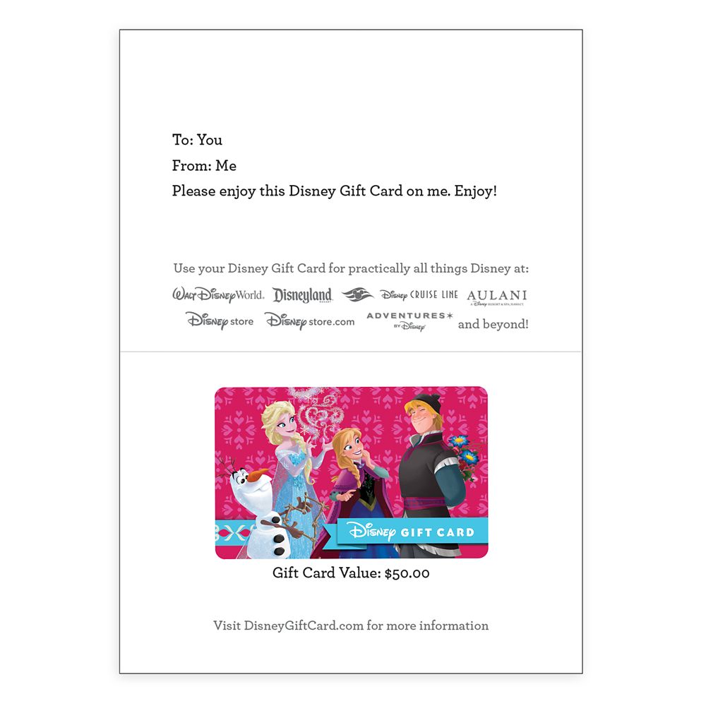 Frozen Love Disney Gift Card