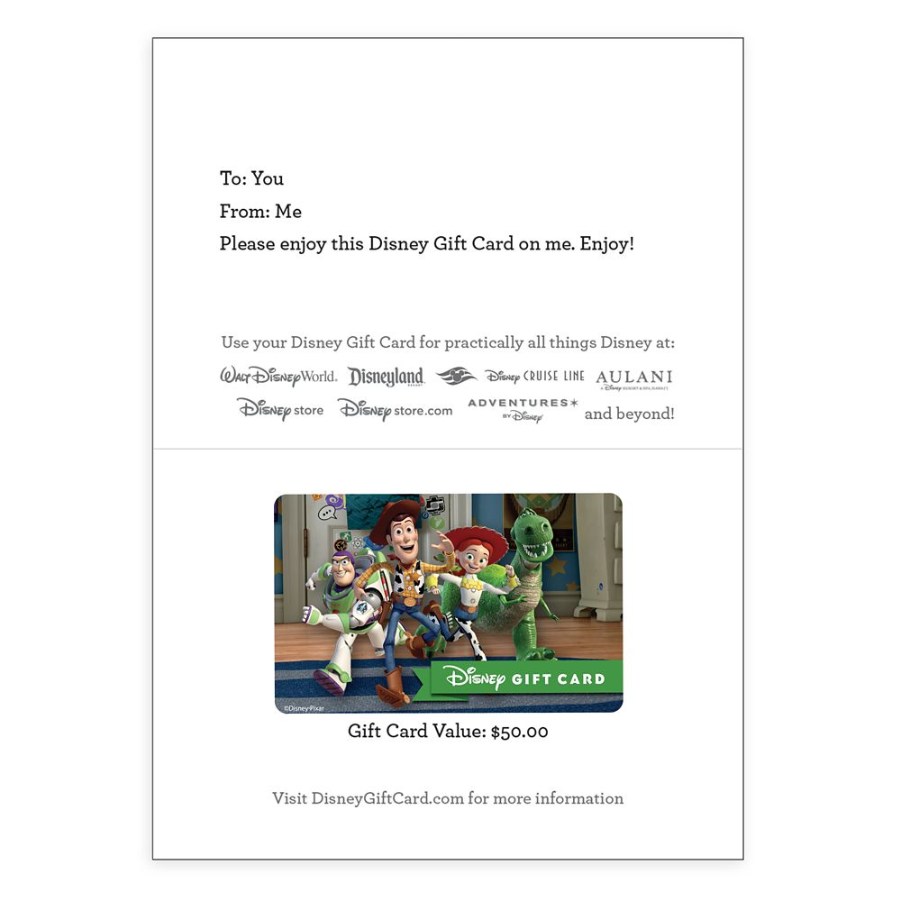 Toy Story Disney Gift Card