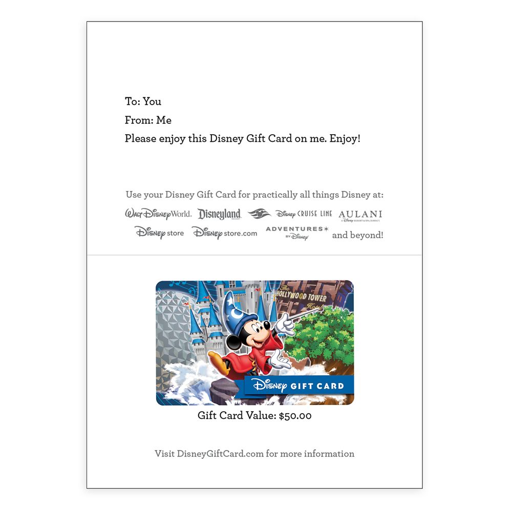 Sorcerer Mickey Mouse Walt Disney World Parks Disney Gift Card