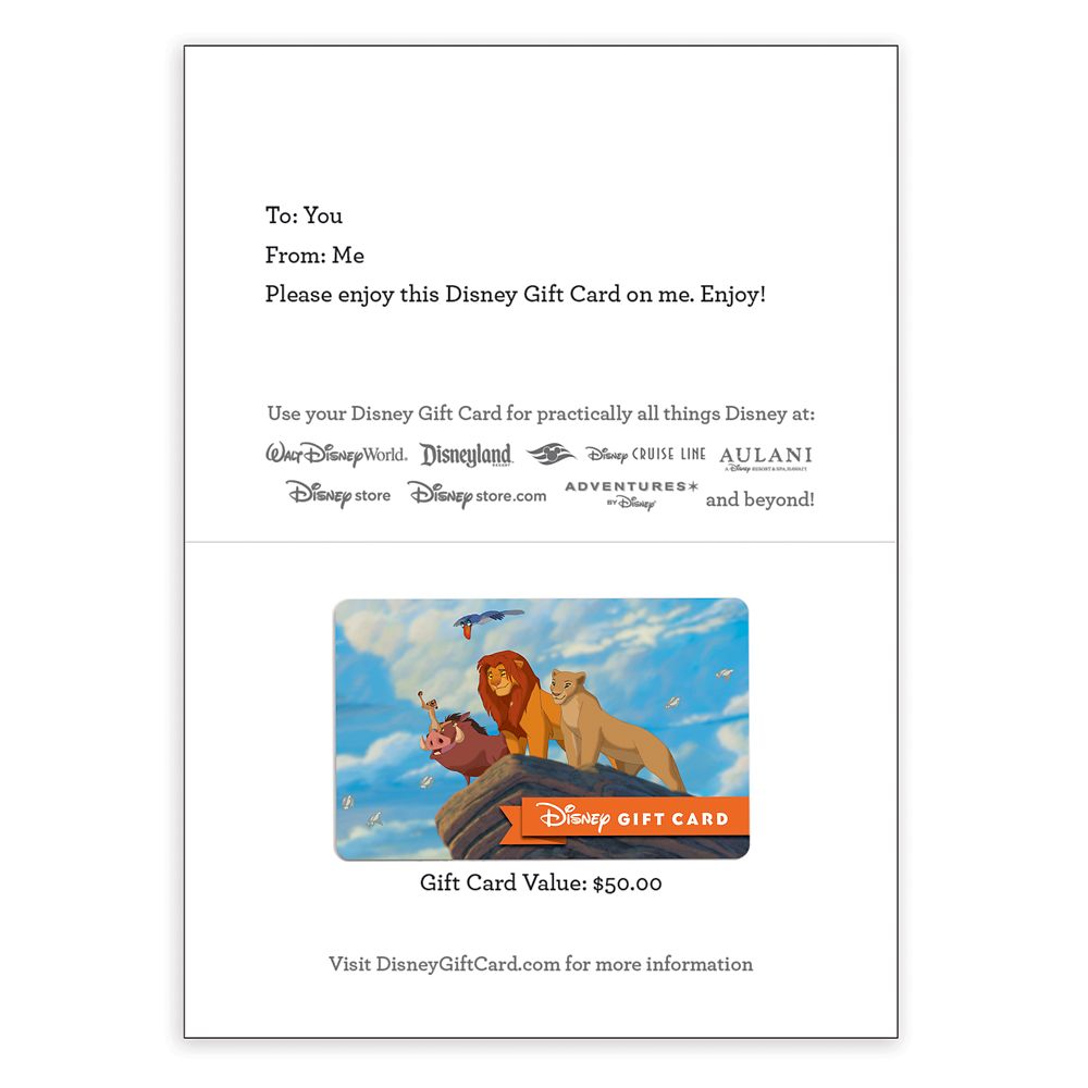 The Lion King Disney Gift Card