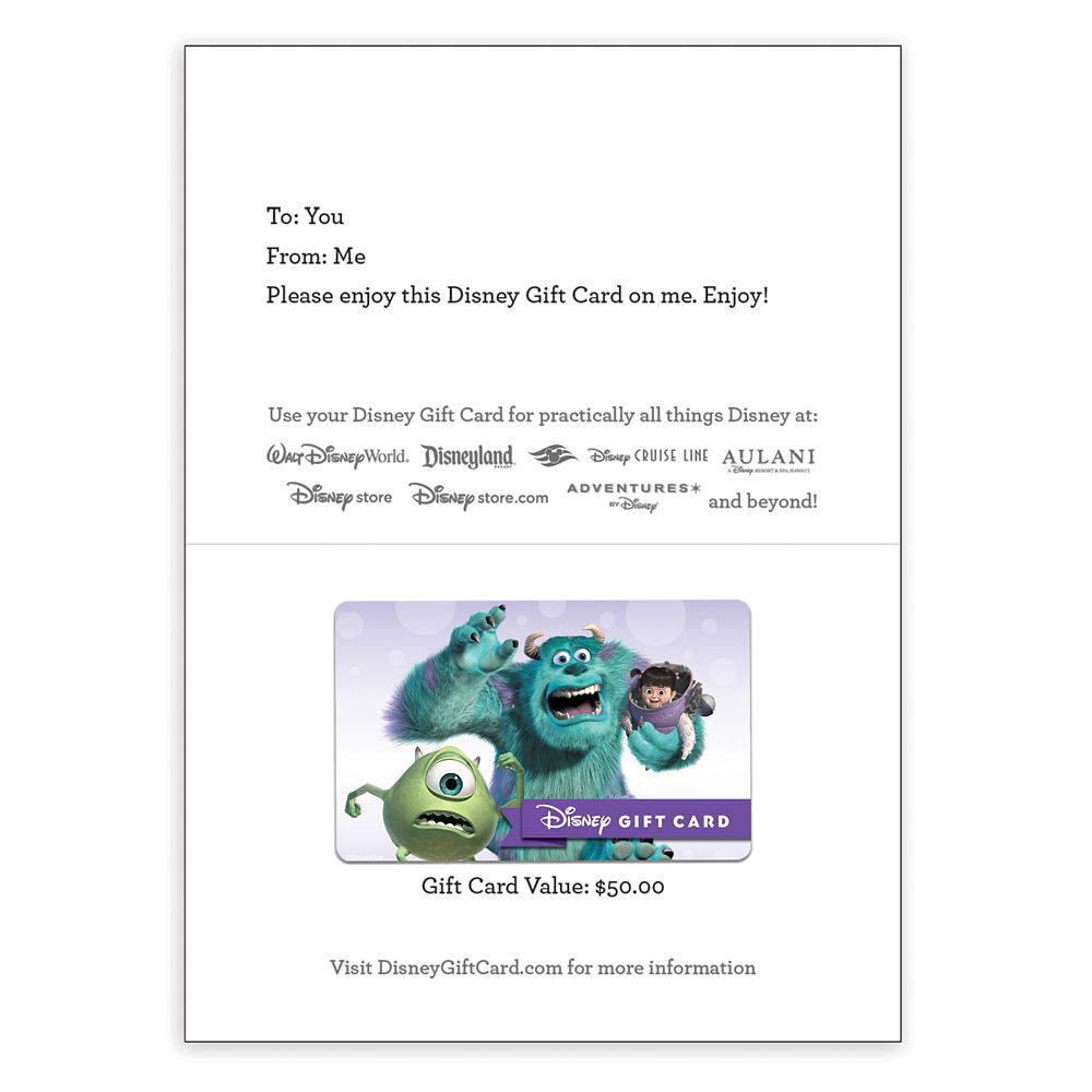 Monsters, Inc. Disney Gift Card