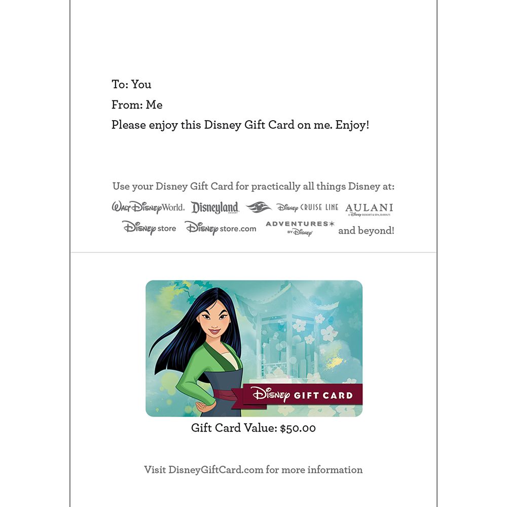 Mulan Disney Gift Card