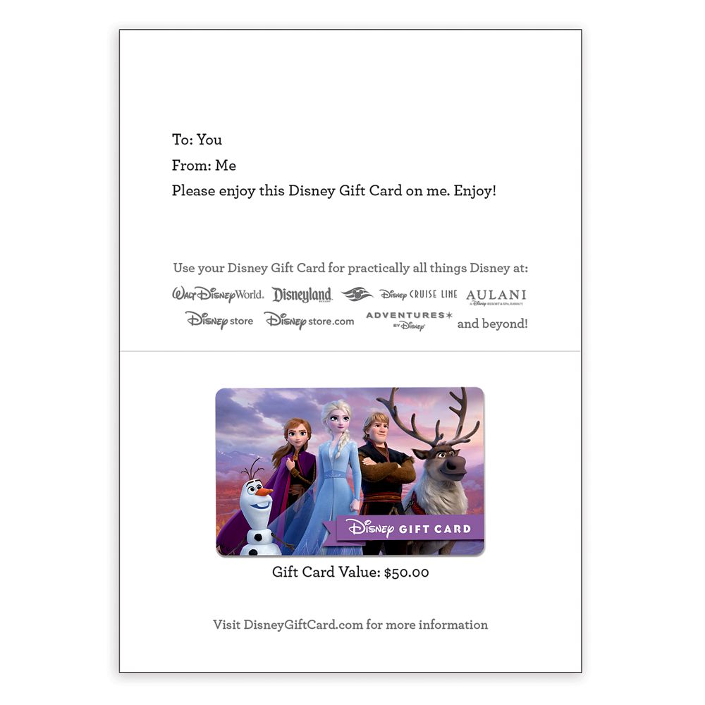 Frozen 2 Disney Gift Card