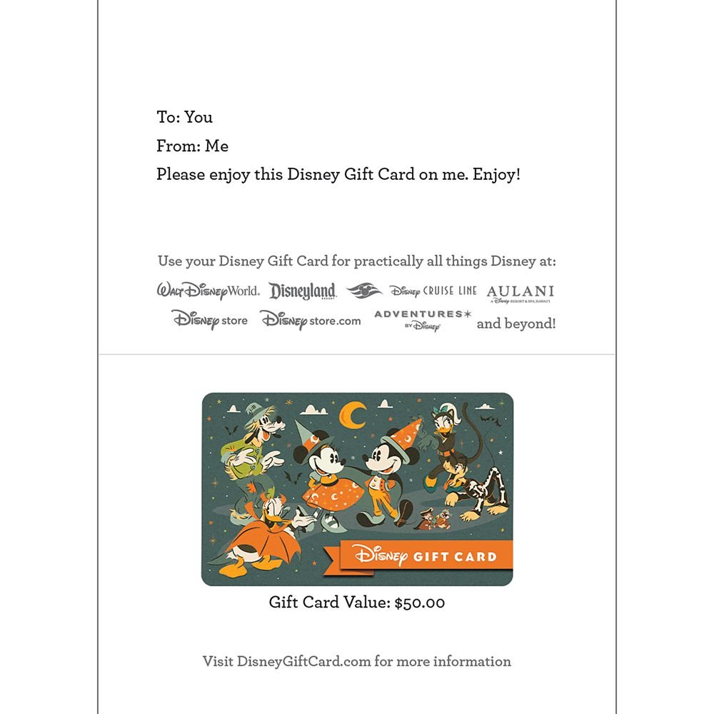 Mickey Mouse and Friends Halloween Disney Gift Card