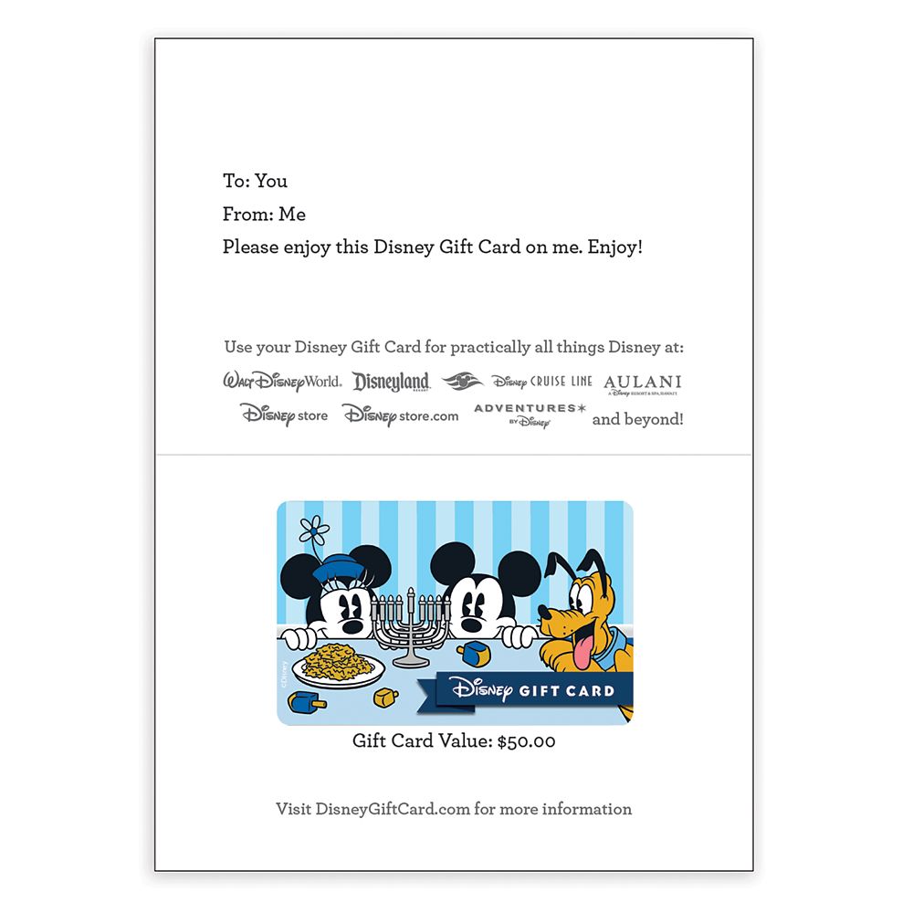 Mickey Mouse and Friends Hanukkah Disney Gift Card