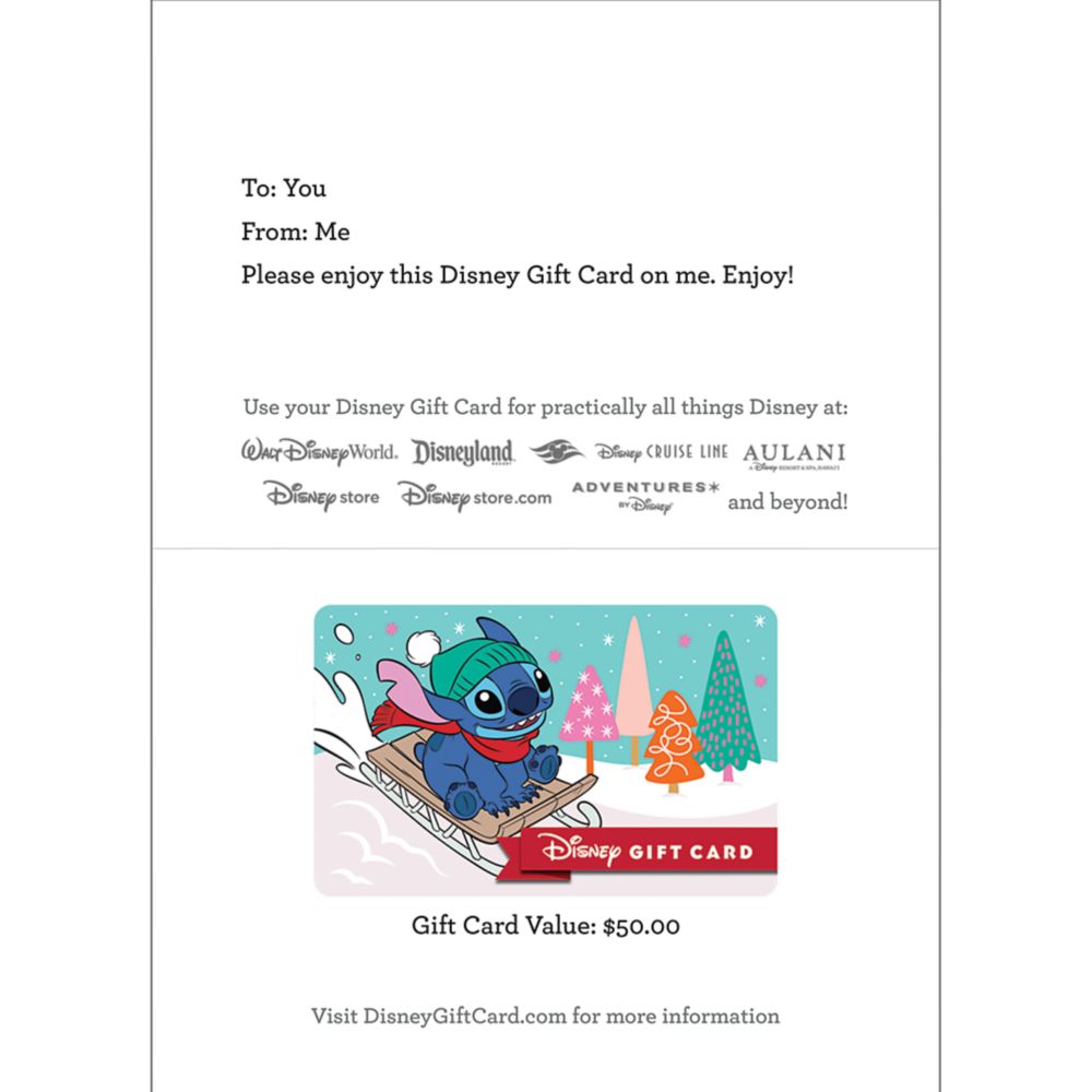 Stitch Holiday Disney Gift Card