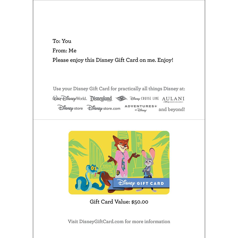 Zootopia 2 Disney Gift Card