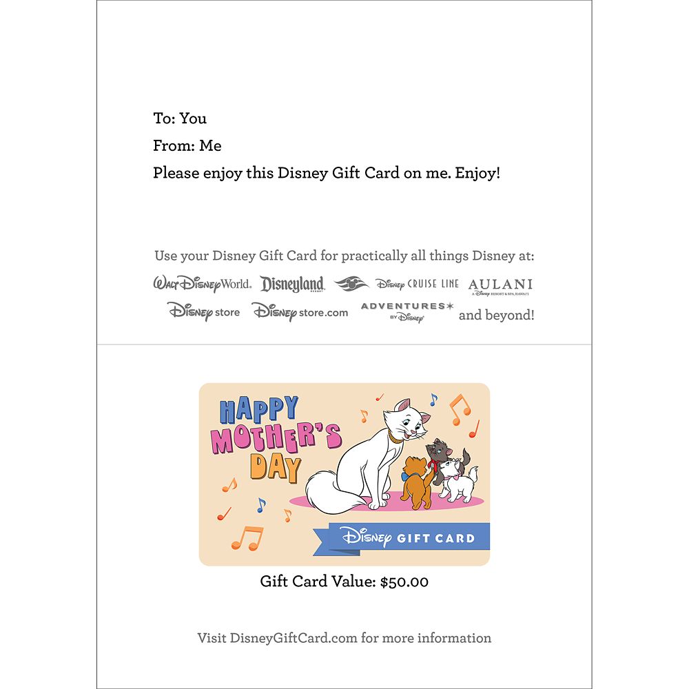 The Aristocats Happy Mother's Day Disney Gift Card
