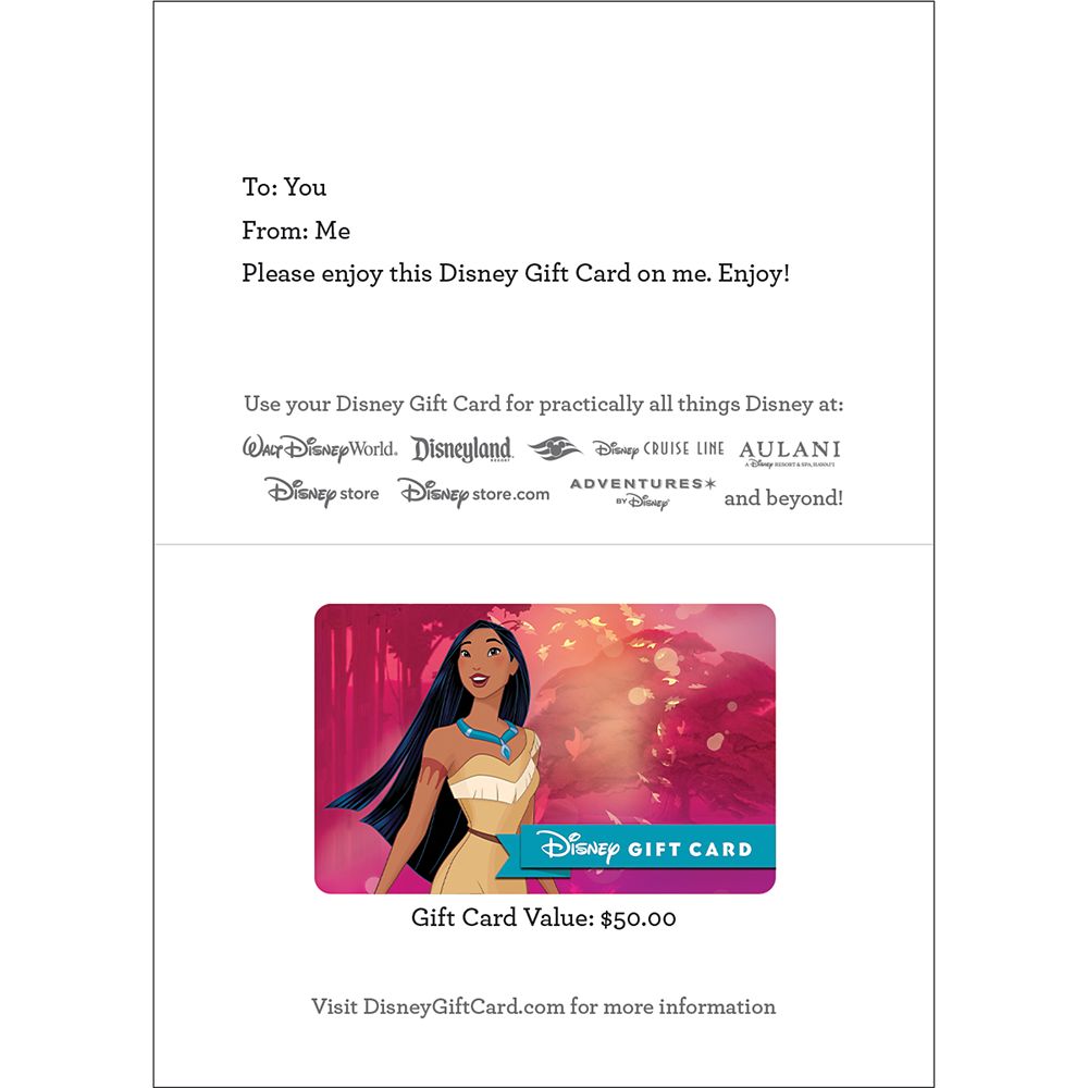 Pocahontas Disney Gift Card