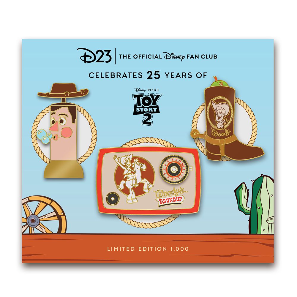 D23-Exclusive Toy Story 2 25th Anniversary Woody's Roundup Pin Set – Limited Edition