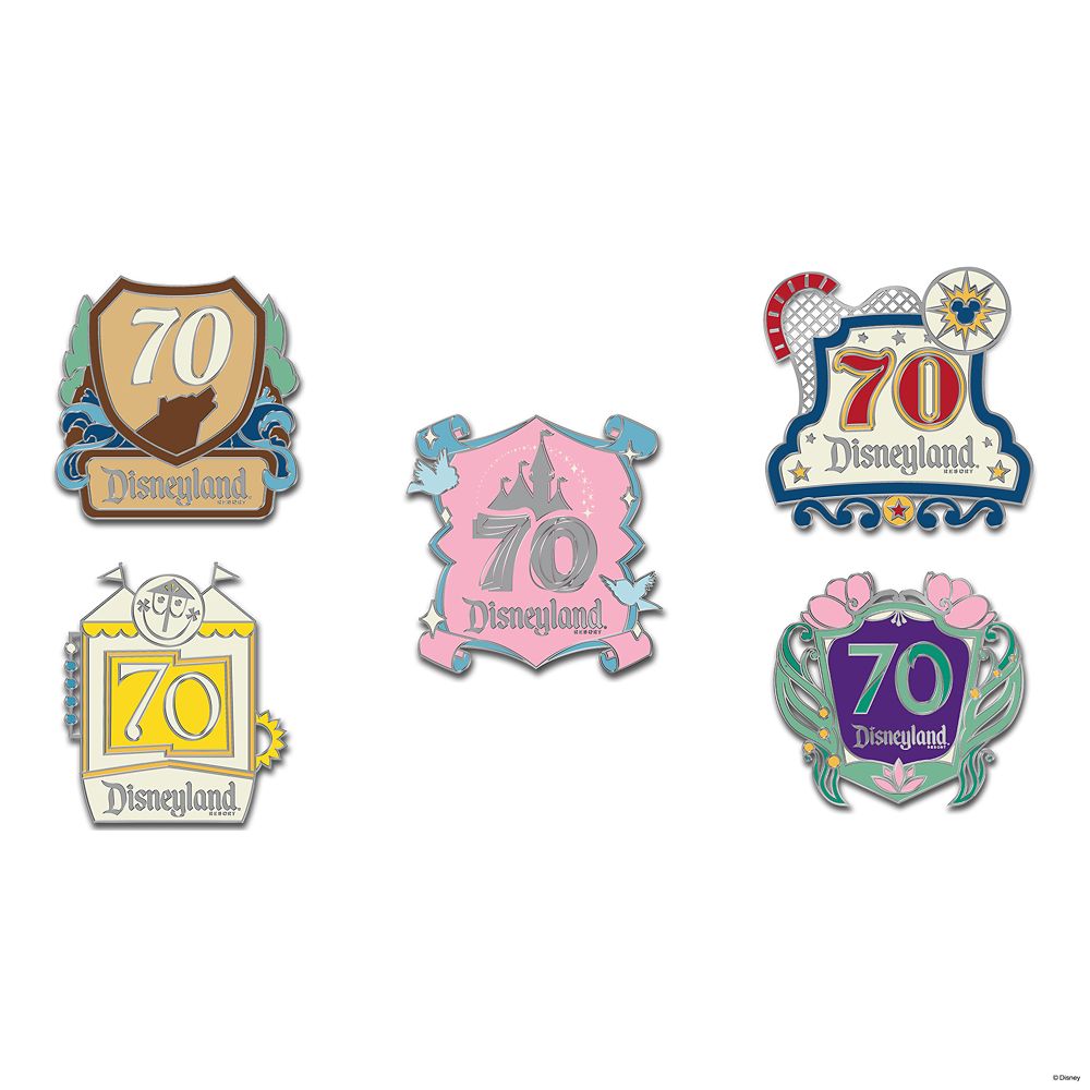 D23-Exclusive Disneyland 70th Anniversary Destinations Pin Set – Limited Edition