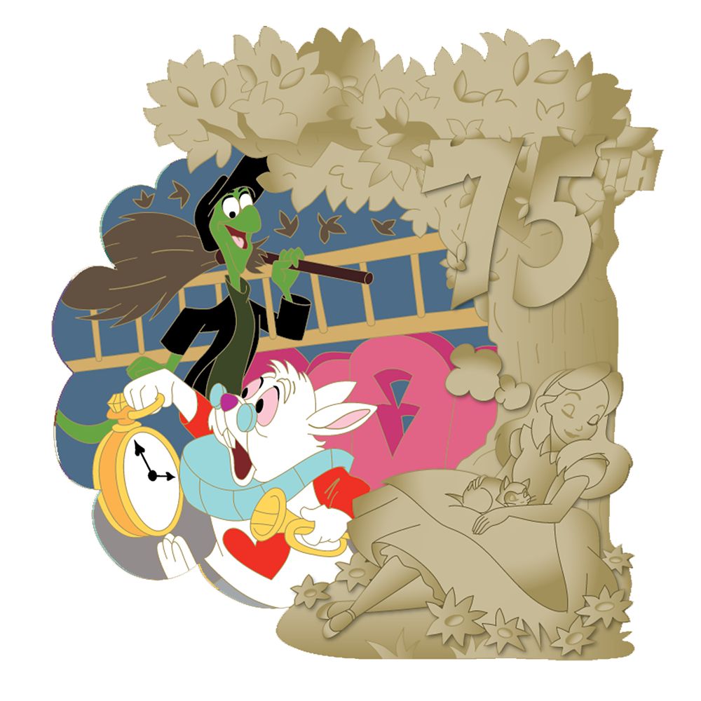D23-Exclusive The White Rabbit and Bill the Lizard Pin &ndash; Alice in Wonderland 75th Anniversary &ndash; Limited Edition
