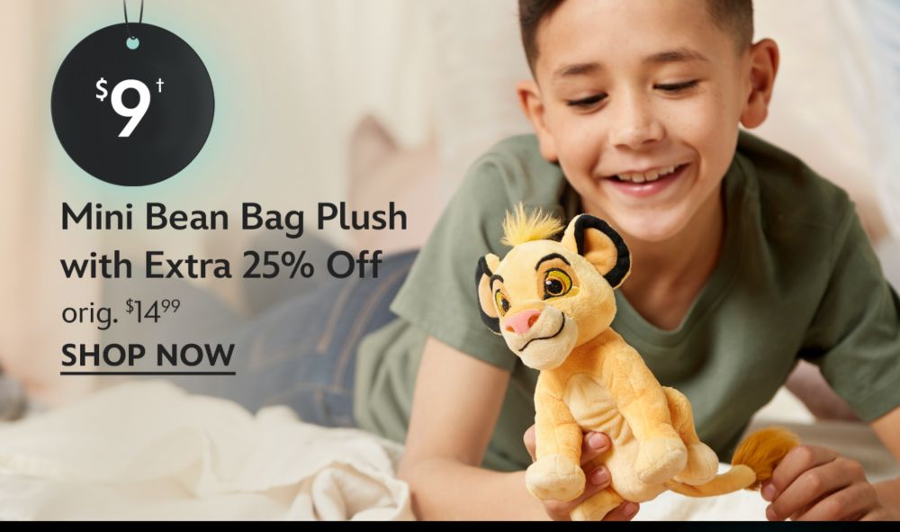$9 Mini Bean Bag Plush. with Extra 25% Off. orig. $14.99