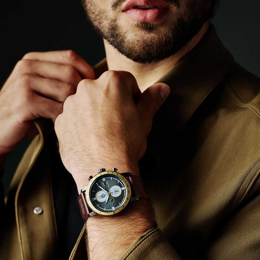 Citizen Star Wars watch posed on a gentleman's wrist.