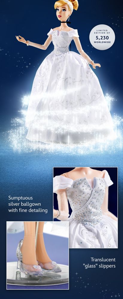 Limited Edition of 5,230 Worldwide. Sumptuous silver ballgown with fine detailing. Translucent glass slippers | Shop Now