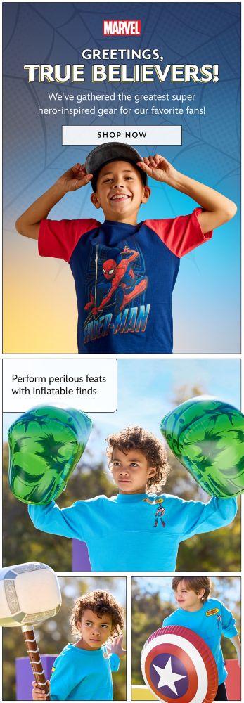 Greetings, True Believers! We've gathered the greatest super hero-inspired gear for our favorite fans! Perform perilous feats with inflatable finds | Shop Now