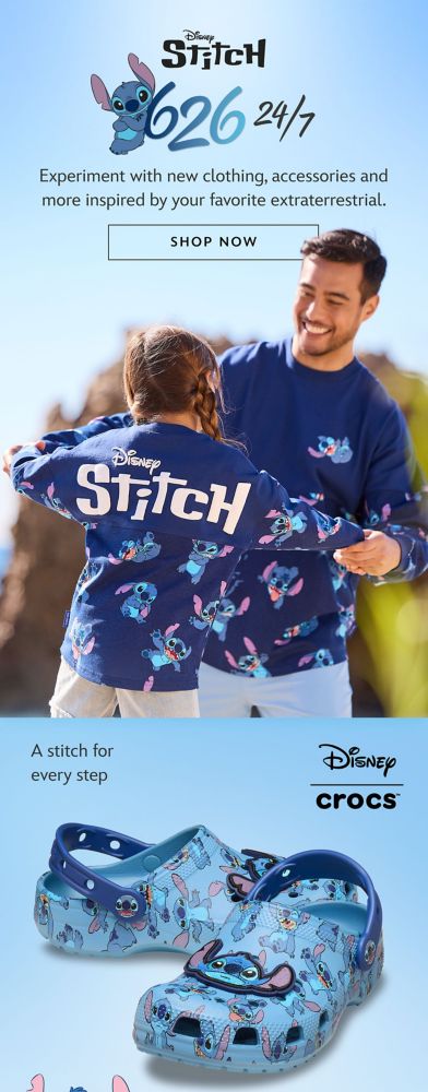 626 24/7[head] Experiment with new clothing, accessories and more inspired by your favorite extraterrestrial. [sub] Shop Now [cta] | A stitch for every step | Shop Now