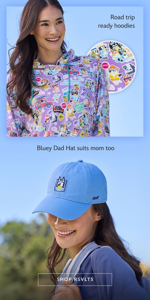 Road trip ready hoodies. Bluey Dad Hat suits mom too. | Shop RSVLTS