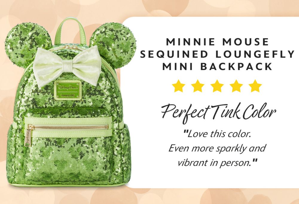Minnie Mouse Sequined Loungefly Mini Backpack. 5 out of 5 stars. Perfect Tink Color [head] Love this color. Even more sparkly and vibrant in person. | Shop Now