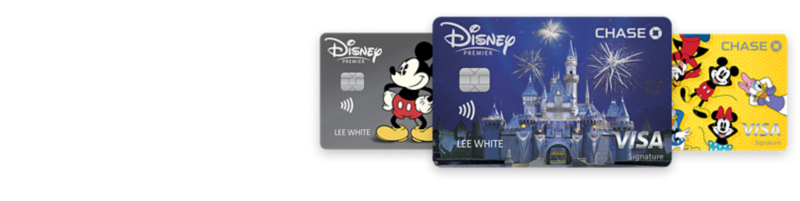 Disney Premier Visa Credit Cards feature several card design options, including Groot, Sleeping Beauty Castle, Mickey & Friends, Maleficent, and more.
