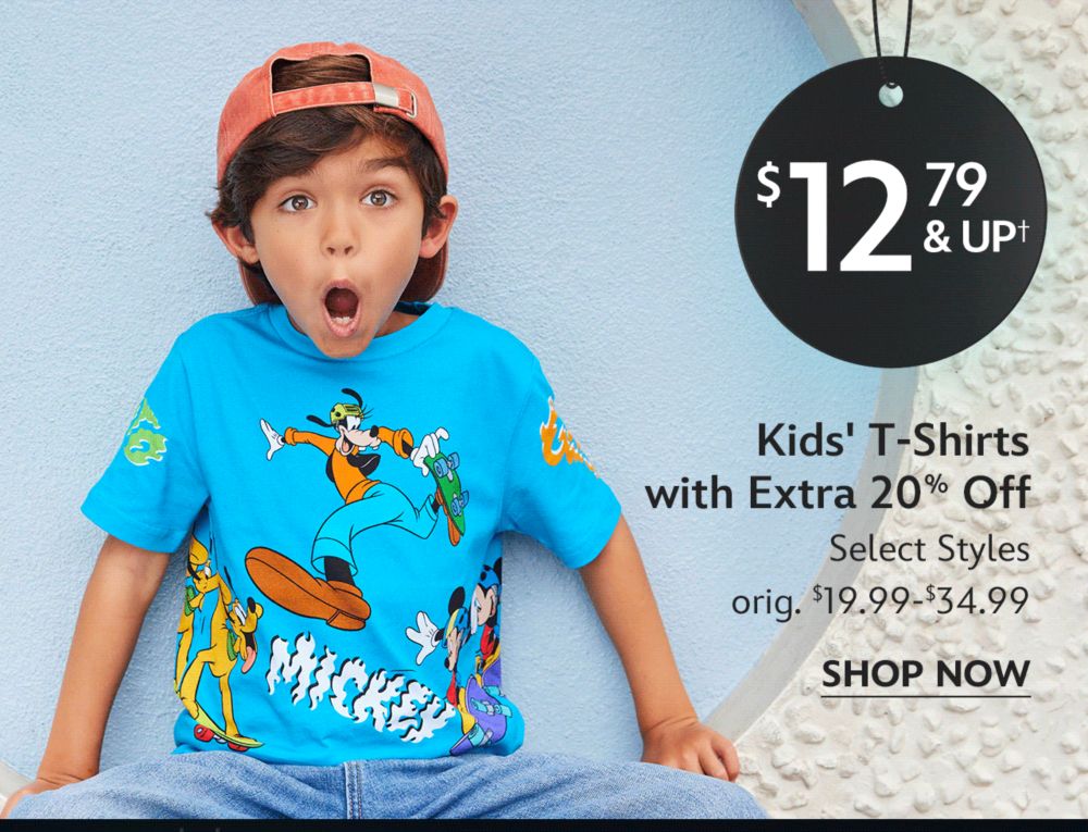 $12.79 & Up Kids' T-Shirts with Extra 20% Off | Select Styles | orig. $19.99-$34.99 | Shop Now