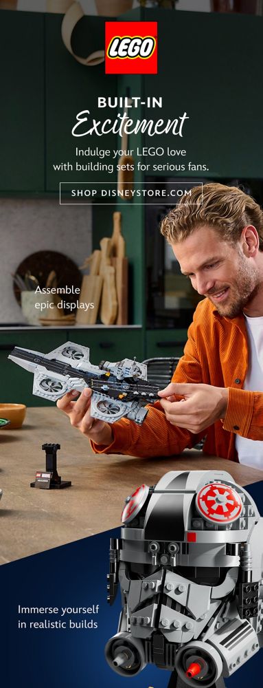 LEGO | Built-In Excitement | Indulge your LEGO love with building sets for serious fans. | Shop DisneyStore.com | Assemble epic displays | Immerse yourself in realistic builds